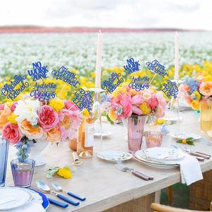 Decoración para Mesa de Retiro con Palitos Decorativos 'Retirado Oficialmente', Adornos Florales para Fiestas de Despedida y Cumpleaños, Color Azul - Product Image 6
