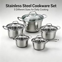 Ensemble de casseroles en acier inoxydable écologiques de qualité supérieure, avec couvercles en verre, non toxiques, compatibles induction et gaz, lavables au lave-vaisselle et au four