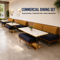 Kommerzielle Sitzgruppe mit Sinterstein-Tisch für Restaurants, Moderne Bankett-Essgruppe für Cafés und Hotels