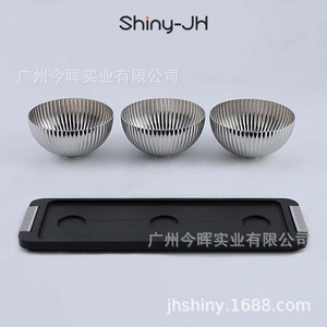 Shiny-Jh Stainless Steel Fruit Dish Set <b>Walnut</b> Wood Tray Creative Snack Bowl For Home Coffee <b>Table</b> - Product Image 3