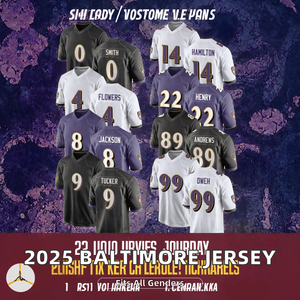 Camisetas Deportivas de Fútbol Americano de Baltimore 2025 para Hombre y Mujer, Camisetas con Logotipo Bordado, Personalizables, Talla Grande, Cortas, de Verano - Product Image 2