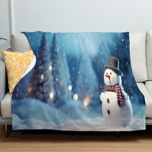 Sınır ötesi noel kardan adam flanel <span class=keywords><strong>battaniye</strong></span> kış çevre dostu Modern ofis şekerleme şal çocuk - Product Image 4