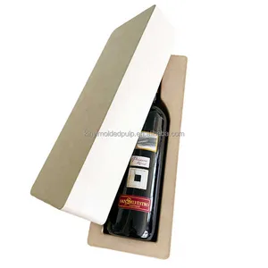 Plateau personnalisé de boîte d'emballage de bouteille en verre moulé par pulpe recyclable respectueuse de l'environnement de vin rouge et de vin blanc