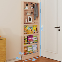 Organizador de Libros para Niños, Estante de Madera Natural para Montar en la Pared, Estante Estrecho para Libros Detrás de la Puerta para Sala de Estar