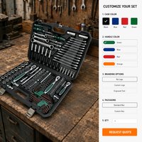 Jeu de clés à douilles robustes en acier au chrome-vanadium de 174 pièces, outils manuels OEM, combinaison de douilles