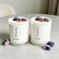 Lilin Pilar Aromaterapi Mewah Beraroma Liburan, Terbuat dari Lilin Kedelai dengan Infusi Batu Amethyst, Dekorasi Rumah Buatan Tangan, Spiritual, untuk Hari Valentine, Natal, Ramadhan, dan Acara Lainnya