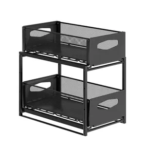 Organizador de Gabinete Moderno para Debajo del Fregadero, Estante de Esquina de Dos Niveles Tipo Cajón, Estante Extraíble para Especias, Ahorro de Espacio - Product Image 1