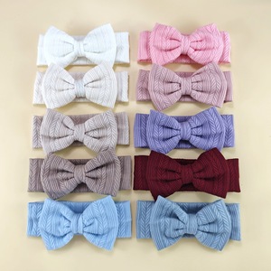 Diademas de punto acanalado con lazo <span class=keywords><strong>para</strong></span> bebé, diseño nuevo, <span class=keywords><strong>turbante</strong></span> elástico suave, accesorios lindos <span class=keywords><strong>para</strong></span> el cabello de recién nacidos, <span class=keywords><strong>para</strong></span> niñas pequeñas, uso diario - Product Image 3