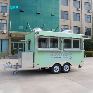Pabrik berkemah trailer makanan bbq dengan perlengkapan dapur penuh Truk Makanan Laut ponsel luar ruangan keranjang kios makanan