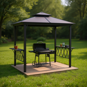Pergola per barbecue con tettoia, gazebo da esterno resistente per grigliate e relax, struttura in acciaio, design contemporaneo - Product Image 2