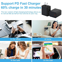 Adaptateur de voyage à charge rapide PD Type-C, chargeur mural QC3.0 pour iPhone 12-16 Pro Max et appareil photo 20W CE ETL FCC