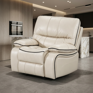 Poltrona Reclinabile Singola Frank in Pelle <span class=keywords><strong>Beige</strong></span> di Qualità Professionale per Cinema Domestico, Ideale per Serate VIP - Product Image 1