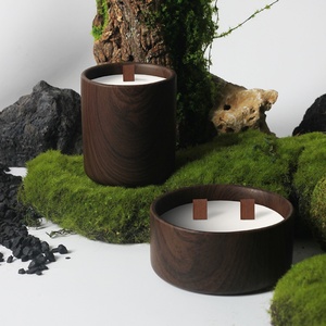 2026 TC57/TC58 Ensemble de récipients et pots à bougies <span class=keywords><strong>en</strong></span> céramique imitation <span class=keywords><strong>bois</strong></span> de différentes tailles pour la fabrication de bougies - Product Image 3