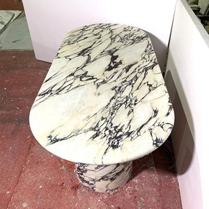 Tavolo da Pranzo in Marmo Bianco Calacatta Viola Italiano di Lusso su Misura con Gambe in Marmo Massiccio - Product Image 4