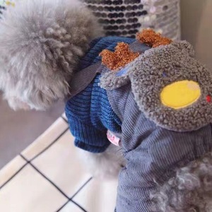 Dog <b>Overalls</b> Blue Deer Design Warm <b>Winter</b> Clothing For Small Dogs And Cats - Product Image 3