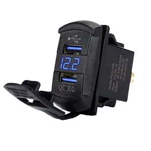 Quick Charge 3.0 Dual USB Rocker Switch QC 3.0 Fast Charger LED Voltmeter for Boats Car Truck Motorcycle Smartphone Tablet