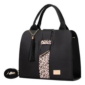 Bolso de Mano para Mujer Fana Malu, Cuero Negro con Patrón de Cocodrilo, Cierre de Borla, Estilo Elegante, Asa Superior - Product Image 3