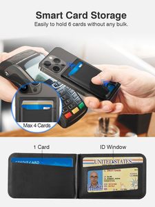 Người đàn ông Ví mở ID cửa sổ điện thoại di động RFID chặn da từ chủ thẻ - Product Image 5