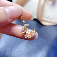 Pendentif Papillon de Lune en Grenat Spessartine Naturel, Bijoux Fins en Argent 925S, Vente en Gros, Souvenir de Mariage, Cadeau