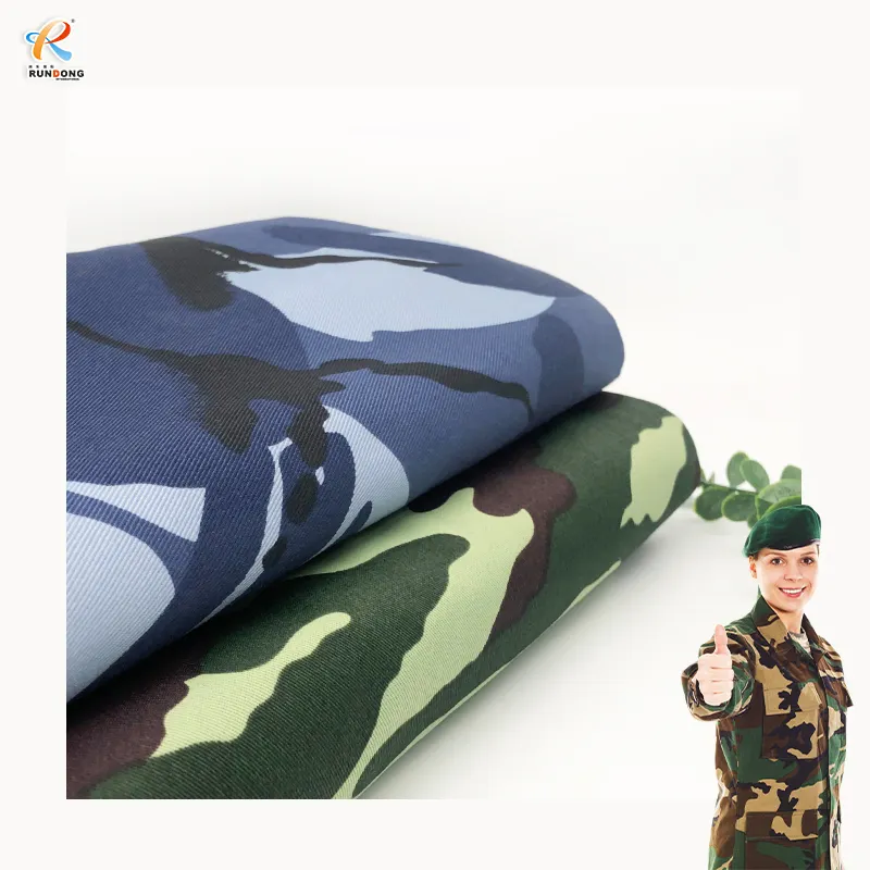 Tissu de camouflage résistant au feu de feuille de coton spandex d'uniformes bon marché numériques de Rundong