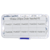 200Pcs 10 Values Rectifier Diode Assorted Kit 1N4001 1N4002 1N4003 1N4004 1N4005 1N4006 1N4007 1N5817 1N5818 1N5819 with Box