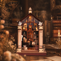 OCHOICE Venta al por Mayor: La Biblioteca Fantasma, Rompecabezas 3D de Madera, Casa de Muñecas en Miniatura con Luz LED para Decoración del Hogar, Set de Regalo
