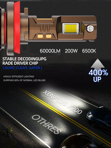 Xenplus Factory - Faro Delantero LED para Automóvil F200, Alta Potencia 400w 60000lm H1 H7 H11 880 D1S, Bombilla LED H4 para Automóvil - Product Image 3
