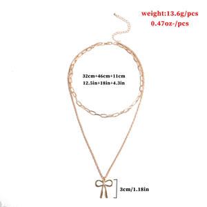 Bijoux transfrontaliers européens et américains Nouveau pendentif arc à chaîne à petit trou Double couche Punk Collier de personnalité à la mode - Product Image 5