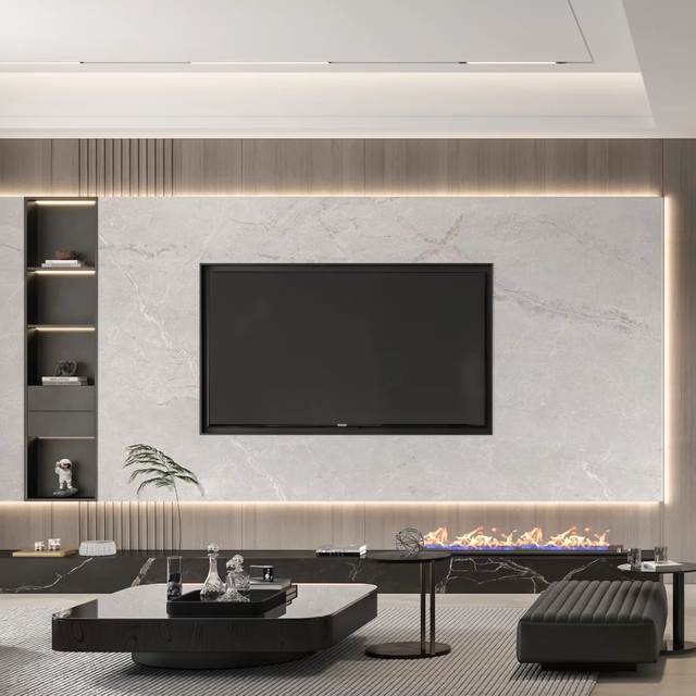 Custom Full Wall-Mounted TV Unit TV Cabinet Smart Living Room Modern Gray Furniture Set