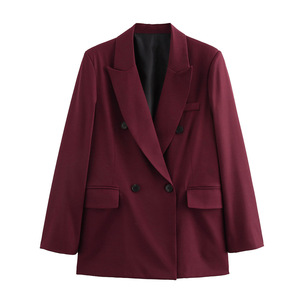 Veste de <span class=keywords><strong>costume</strong></span> coréenne pour femme, blazer court élégant d'hiver, double boutonnage <span class=keywords><strong>avec</strong></span> décoration boutonnée, grande taille, manteau décontracté - Product Image 6