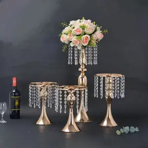 Tempat lilin kristal emas, tempat lilin logam kristal emas, wadah cahaya teh, lentera, hiasan tengah meja untuk pernikahan sup