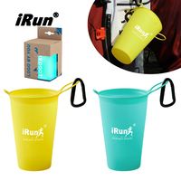 Gobelet d'eau pliable en silicone réutilisable IRun pour la course à pied, gobelet d'eau pliable personnalisé avec logo, gobelet d'eau souple pour marathon