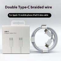Câble de charge rapide tressé double Type-C 60W PD 3A USB-C avec gaine en PVC et conducteur en cuivre pur pour iPhone 15 5V-12V
