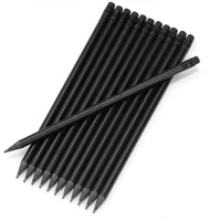 Ensemble de crayons en bois de peuplier noir avec logo personnalisé - Grade HB 188 mm pour l'écriture et la peinture, pour le bureau et l'école, avec impression UV/numérique