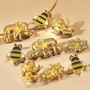 Animal Skull <b>Buddha</b> Spacer Beads 18K Gold PVD Stainless Steel | Large Hole Charm for DIY Bracelet <b>Necklace</b> Jewelry Making - Product Image 3