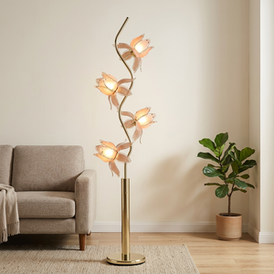Lampe sur pied en forme de fleur de lotus, lampe de lecture haute avec bras flexible, douille E26, lampe décorative d'angle pour chambre à coucher, salon - Product Image 1