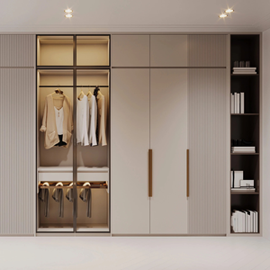 خزانة ملابس مدمجة من الفولاذ المقاوم للصدأ على الطراز الأوروبي الحديث ، أثاث مضاد للبكتيريا عالي الجودة - Product Image 2