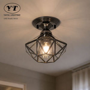 Modern Geometric Flush Mount <b>Ceiling</b> <b>Light</b> Iron Glass Shade E27 Warm White For Indoor Bedroom Living Room Hallway - Product Image 1