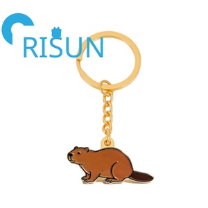 Porte-clés en métal émaillé personnalisé en gros, <span class=keywords><strong>castor</strong></span> canadien américain, lapin des bois, porte-clés mignon, bijoux pour animaux, porte-clés - Product Image 3