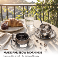 Ensemble de tasses à café minimalistes en acier inoxydable 304 HL Silver, avec cuillère et soucoupe, à double paroi isolée, pour café, restaurant