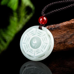 Colgante de Jadeíta Natural de Myanmar con Diseño de Bagua, Joyería para Mujer, Diseño Original, Estilo Chino, Regalo con Certificado de Tasación HJ94 - Product Image 2