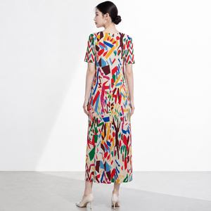Vestido Midi de Mujer, Color Sólido, Cuello Alto, Tejido Plisado, Cintura Elástica, Sin Mangas, Casual, para Todas las Temporadas, Tallas Grandes - Product Image 6