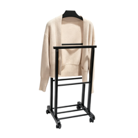 Porte-vêtements vertical JB en bois massif sur roulettes – Support de rangement pour costumes