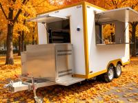 Remolque Móvil para Postres Totalmente Equipado con Máquina de Café de Doble Cabezal y Horno Comercial para Waffles, Ideal para Festivales y Eventos