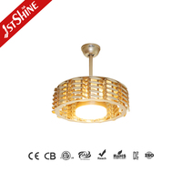 Ventilateur de plafond intelligent 1stshine rétractable à 3 couleurs d'éclairage, moteur silencieux de qualité professionnelle, économie d'énergie, avec pales cachées