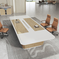 Bureau de réunion moderne pour cadres, table de conférence de luxe pour bureau de direction avec prise de charge intelligente, mobilier en bois