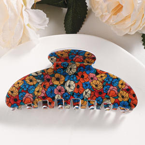 Nouvelles pinces à cheveux en PVC avec imprimé floral, accessoire capillaire simple, frais et élégant avec pince de maintien - Product Image 5