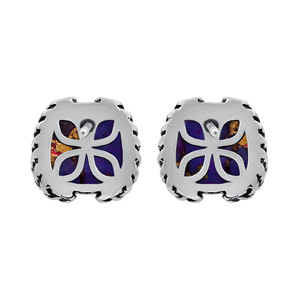 Boucles d'oreilles clous en cuivre violet et turquoise, argent sterling 925, style bohème, serti clos, pour femme, usage quotidien - Product Image 3