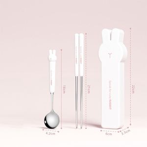 <b>Camping</b> Cutlery Set With <b>Storage</b> <b>Box</b> Travel Stainless Steel Silverware Baby Cute Cartoon Fork Spoon Chopsticks - Product Image 6