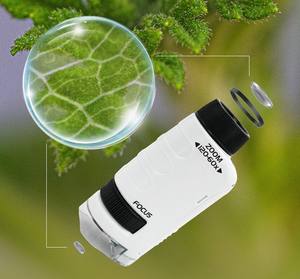 顕微鏡科学キットセット STEM 3 1 子供向け早期教育玩具 ミニポケットハンドヘルド フラッシング 60-120X プラスチック 屋外探検 - Product Image 2